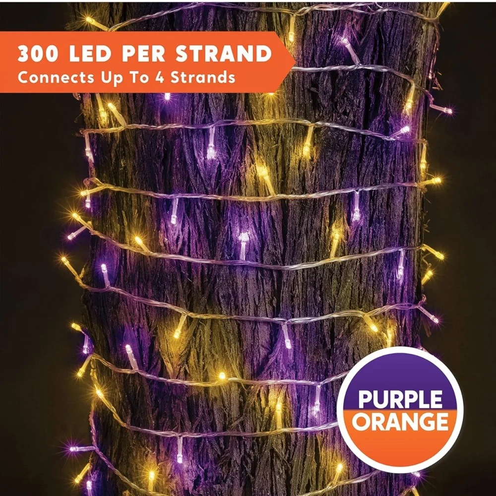 NWT 300 Orange & Purple LED Lights for Halloween